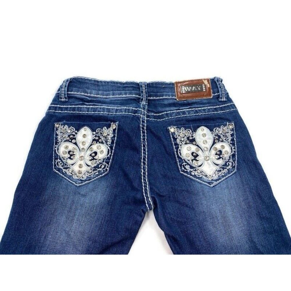 Way Denim‎ Jeans Womens Size 5 Blue Jeans Rhinestones